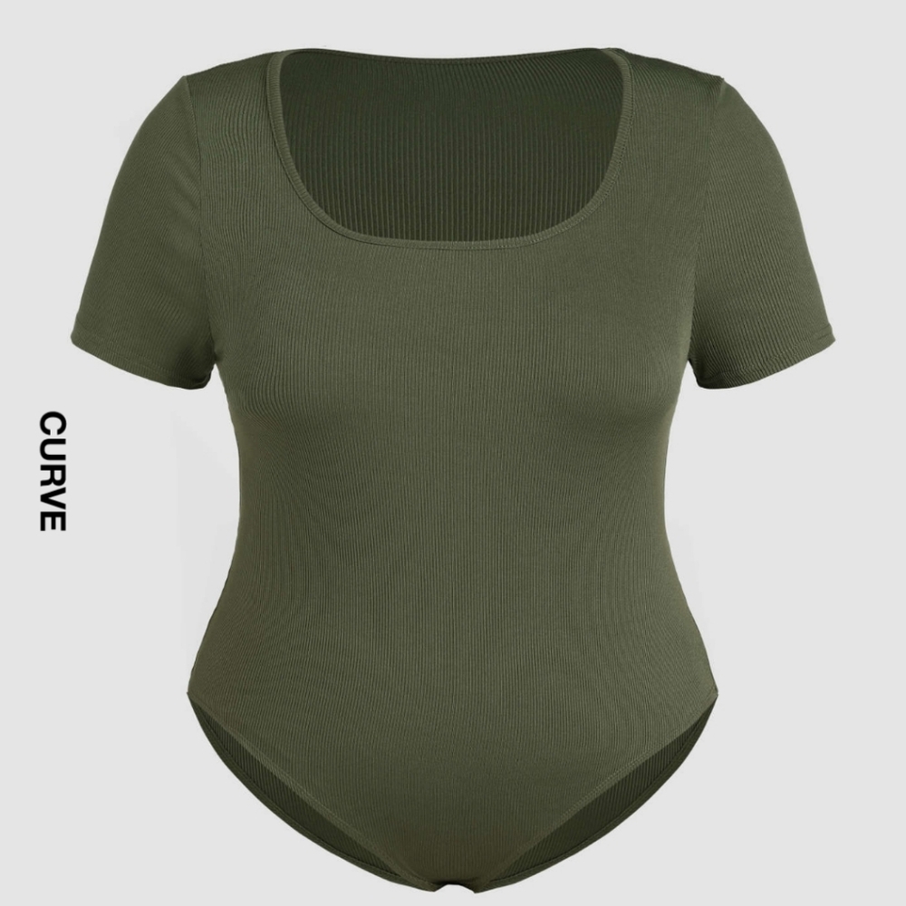 Cider Green Fitted Bodysuit Top